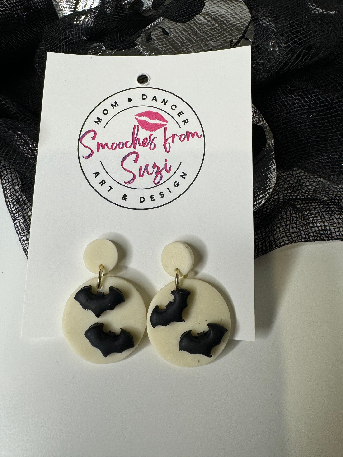 Bat charm earrings