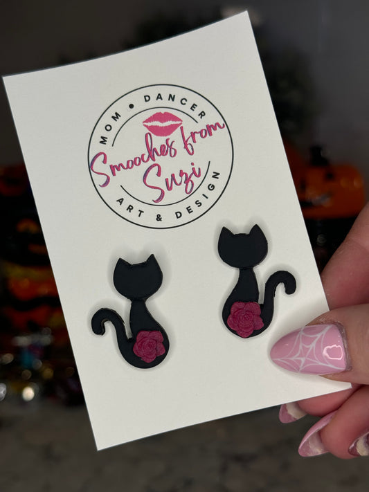 Black cat earrings