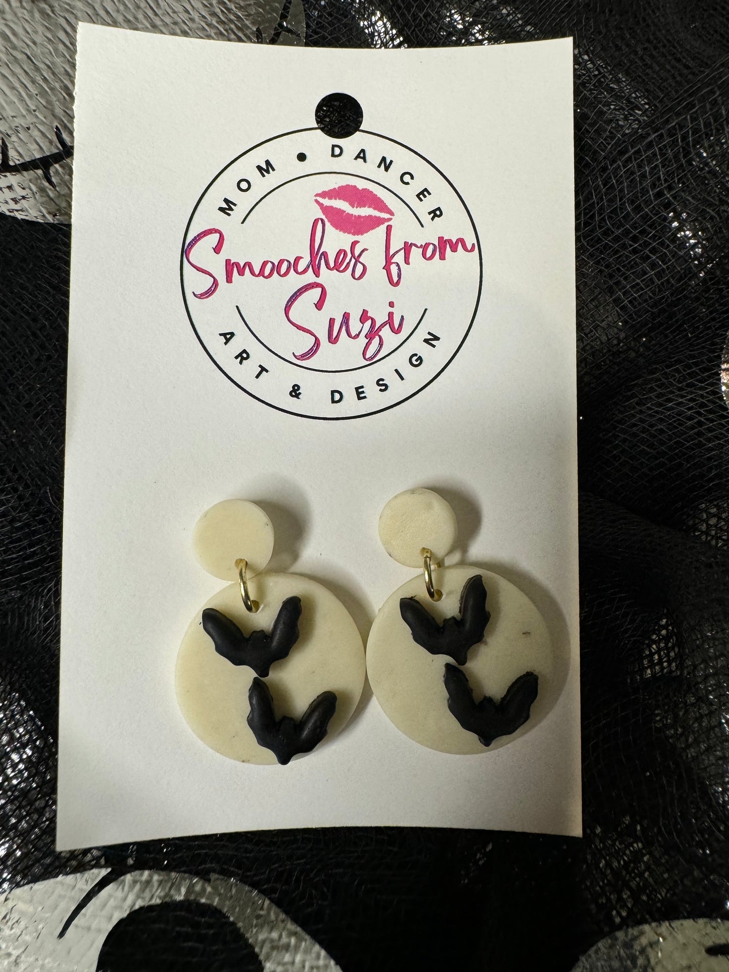 Bat charm earrings